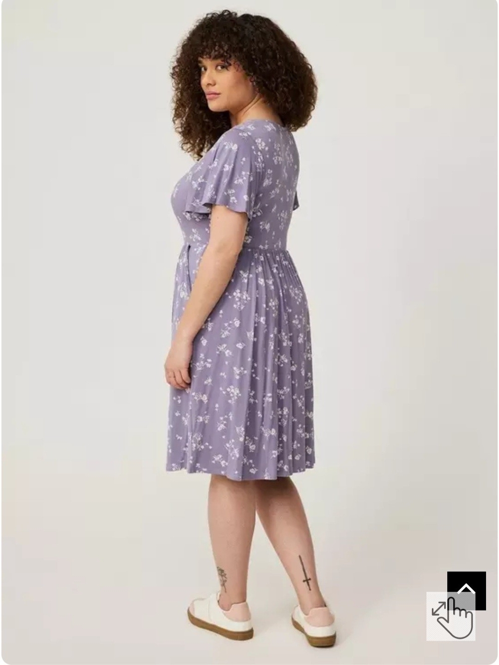 Torrid Lavender Floral Square-Neck Flutter-Sleeve Midi Dress - Picture 4 of 12